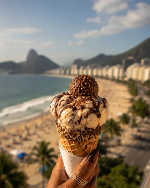 Sorvete na orla de Copacabana